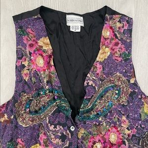 gypsy multi colored vest, fun design, hand stitched beads